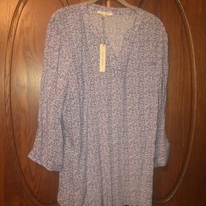 Anne Carson blue & white tunic NWT